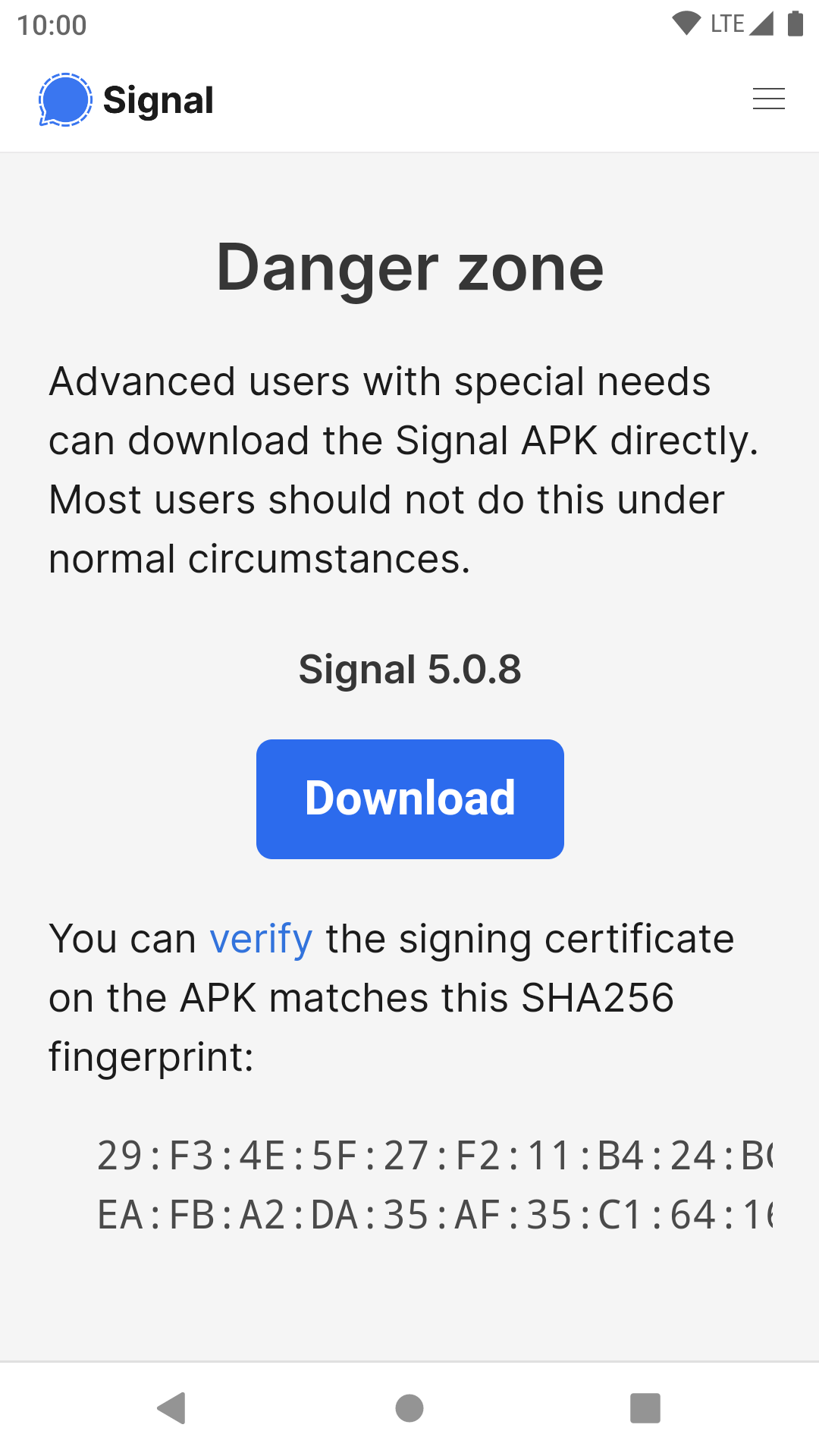 Signal APK 下载按钮